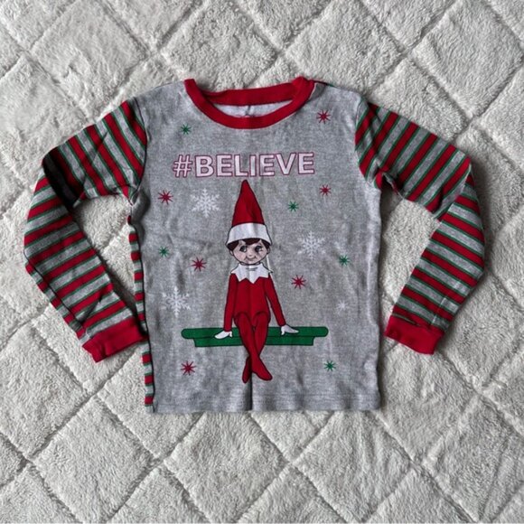 Elf on The Shelf | #Believe Green & Red 2-Piece Striped Pajama Set | Size 6 - Picture 3 of 14